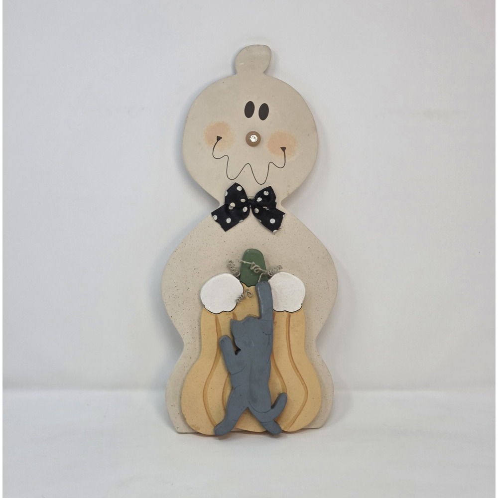 Terry's Village Wood Ghost Pumpkin Black Cat Wall Hanging Halloween Country